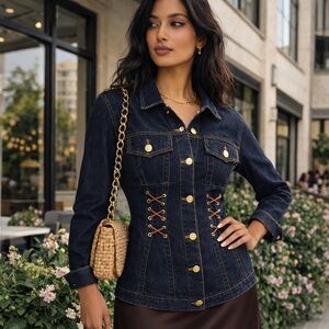 Anthropologie Pilcro NWT Corset Denim Jacket – Dark Denim, XXS or XS